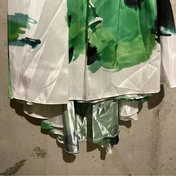 NEW Samuel Dong Hi Low Floral Skirt Womens Small White Green Size Medium M - Picture 5 of 9